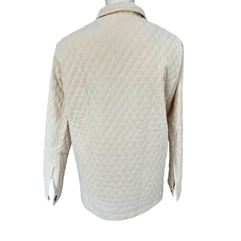Diamond Quilted Corduroy Button-Up Jacket in Ecru - Picture 10 of 16